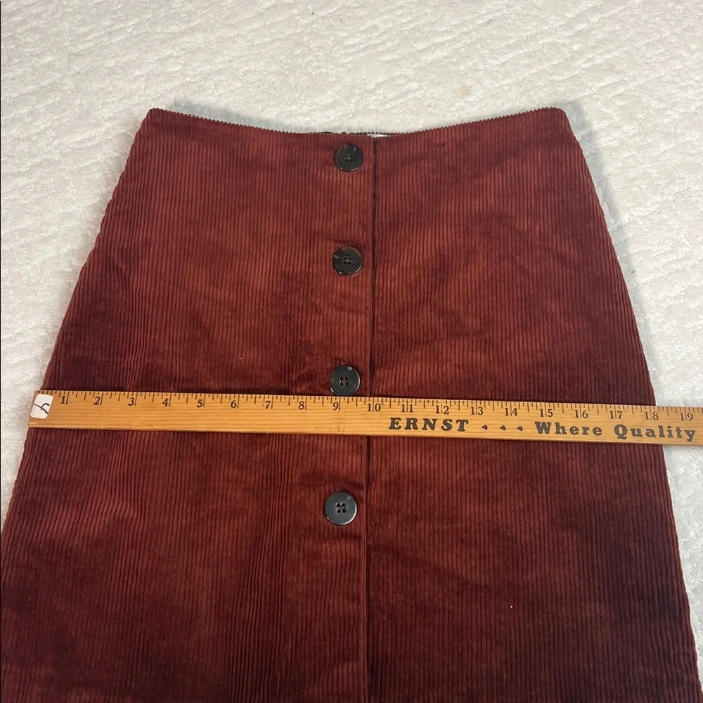 Simons Contemporaine corduroy rust brown lined button accent pencil skirt 4 - Picture 3 of 8